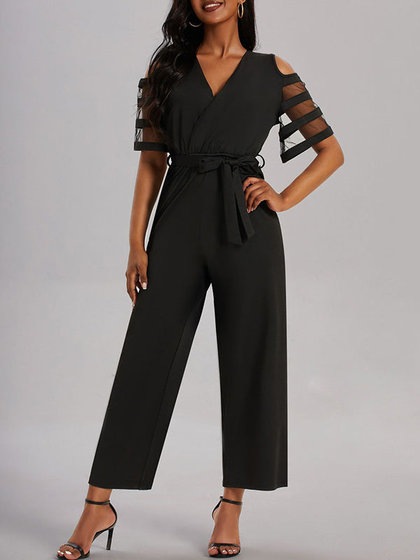 High-Waist V-Neck Cut-Out Relaxed Jumpsuit