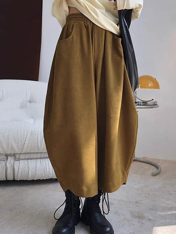 Wide-Leg Harem Elastic Pants