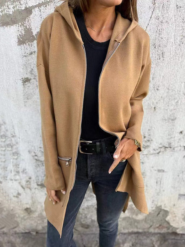 Hooded Zip Pocket Long-Sleeve Jacket