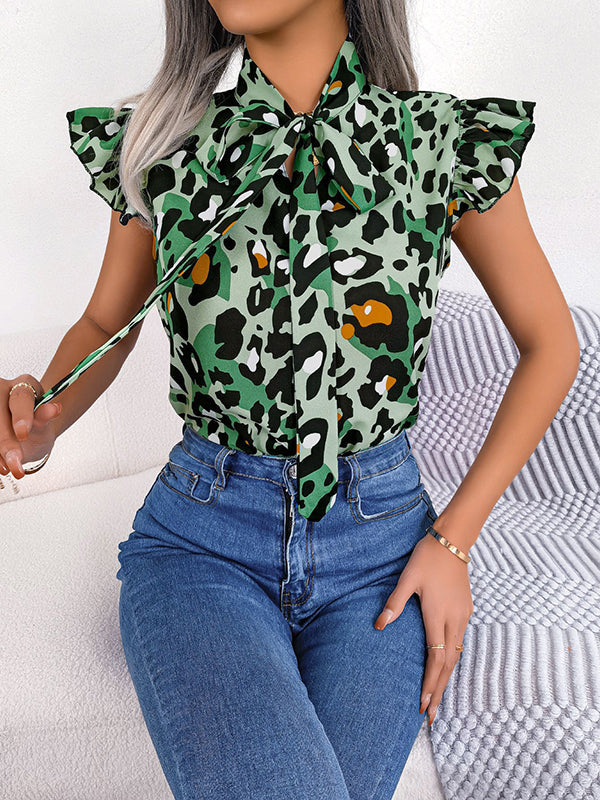 Leopard Print Cap-Sleeve Relaxed Vest