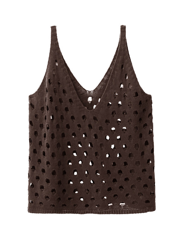 V-Neck Sleeveless Cut-Out Relaxed Vest