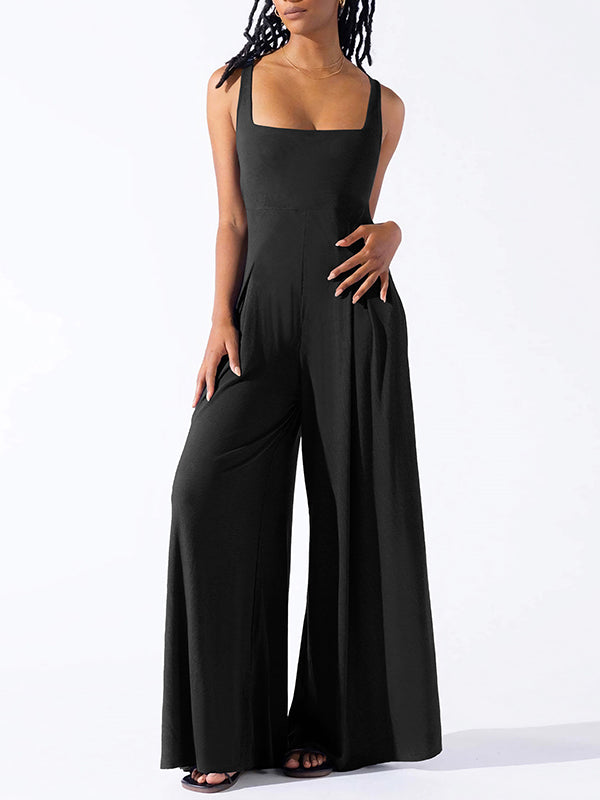 Pleated Sleeveless Relaxed Jumpsuit