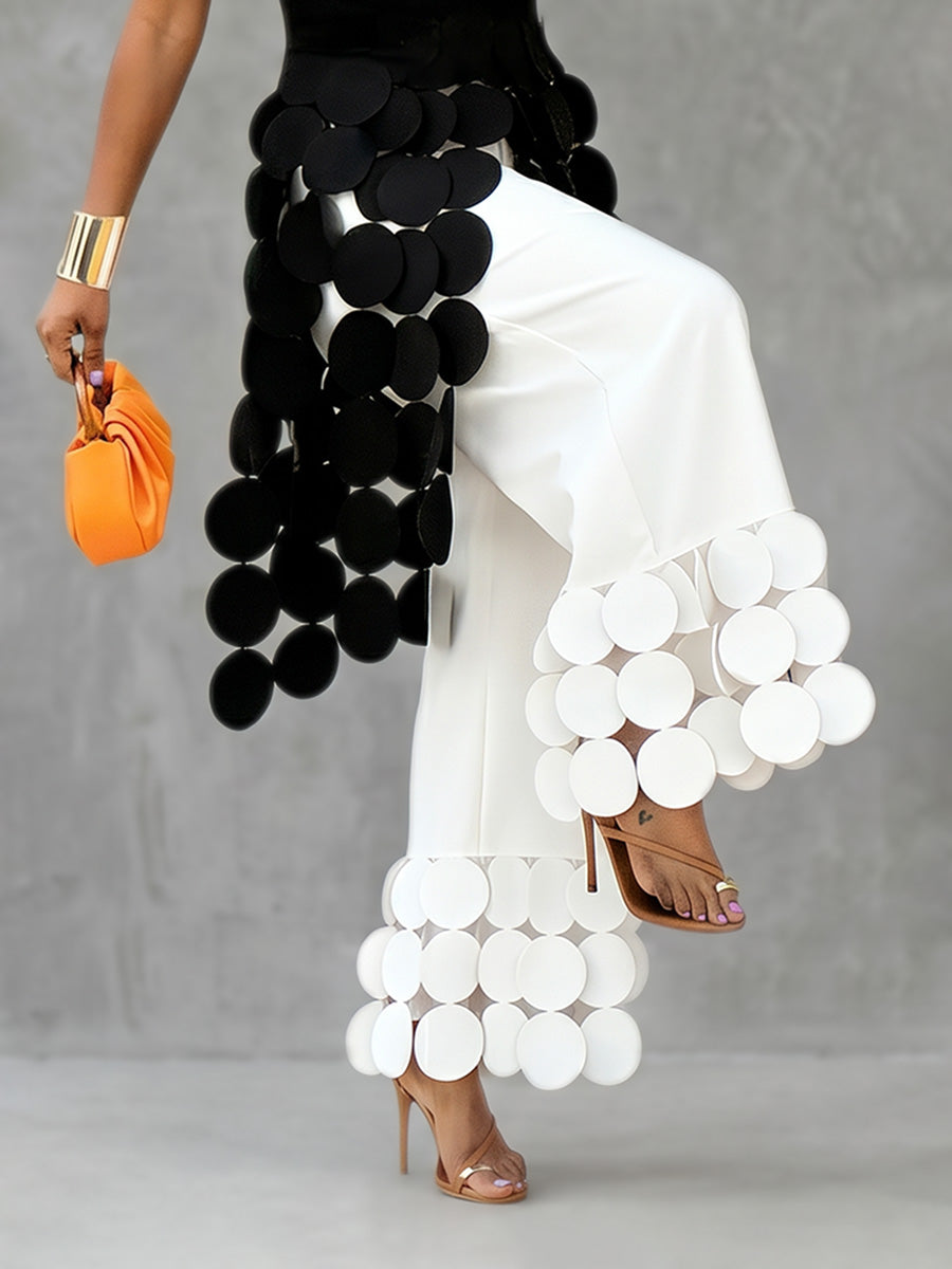 Wide-Leg Fringe Pants