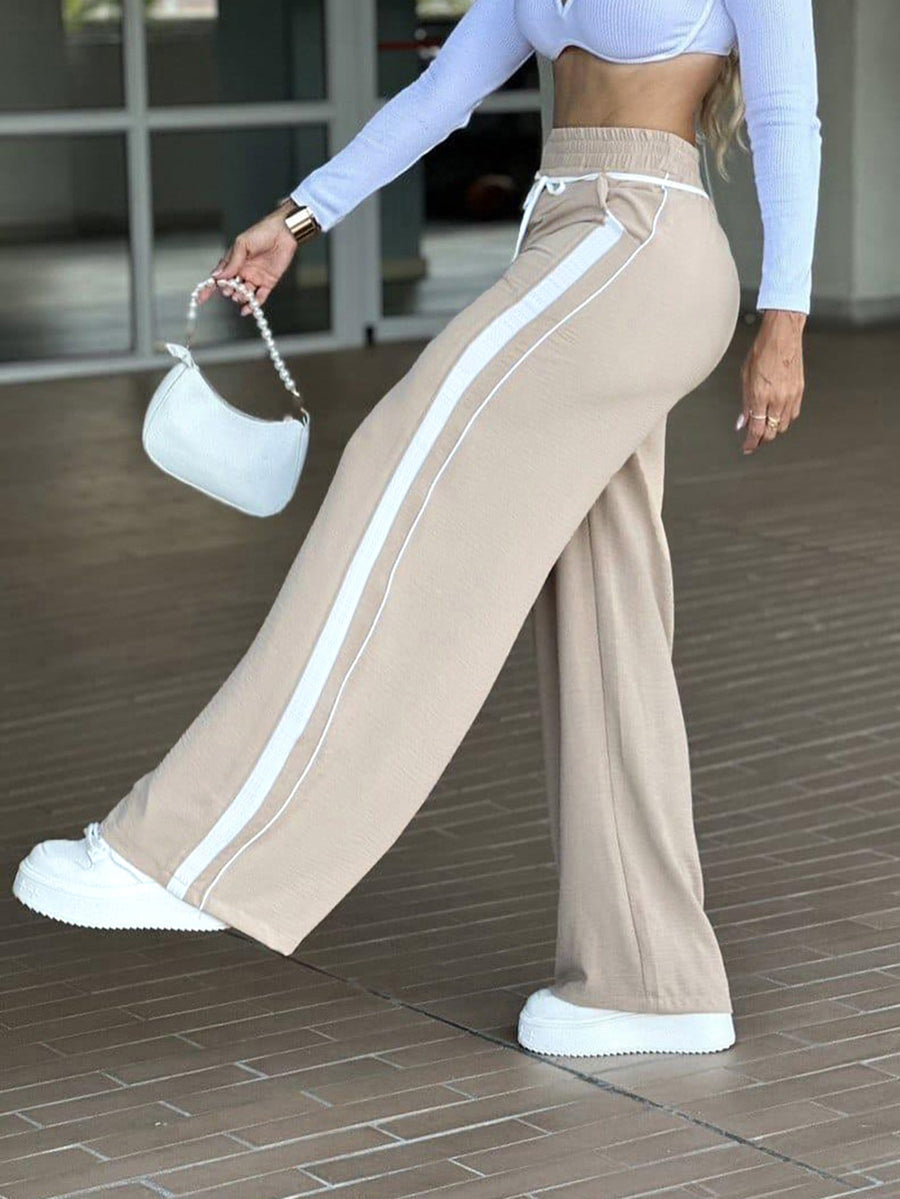 Wide-Leg Pocket Elastic Pants