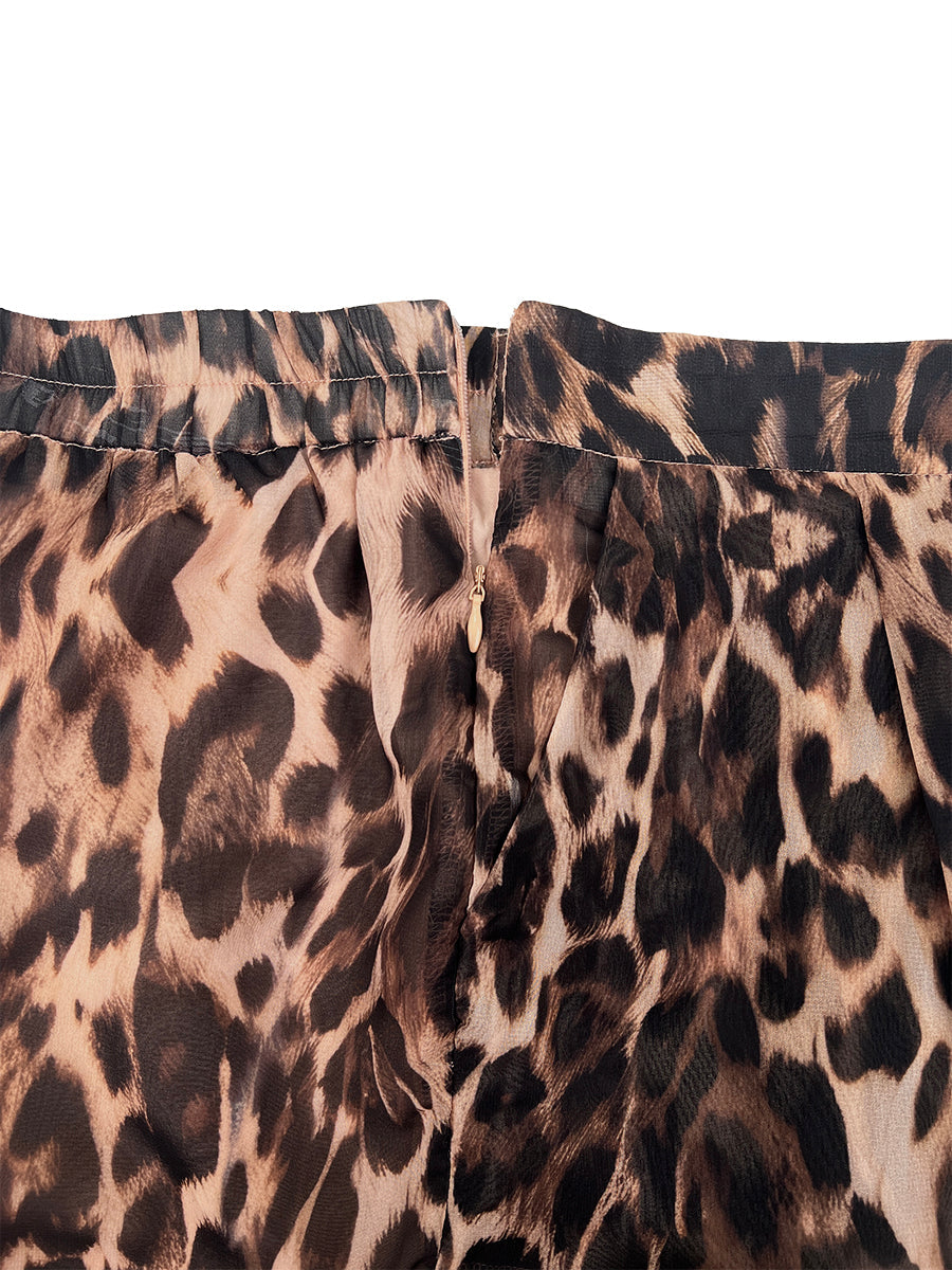 Leopard Print Gradient High-Waist Relaxed Pants