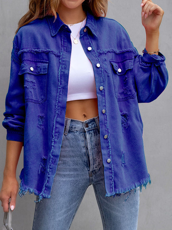 Fringe Pocket Long-Sleeve Relaxed Jacket