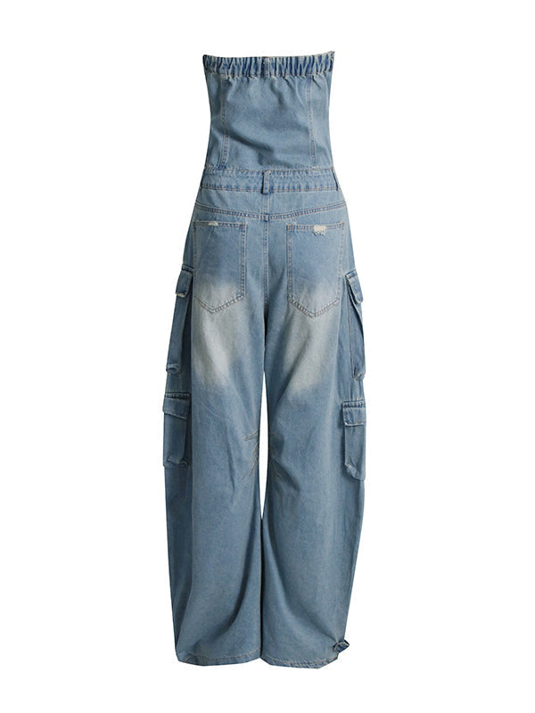Wide-Leg High-Waist Button-Detail Pocket Jumpsuit