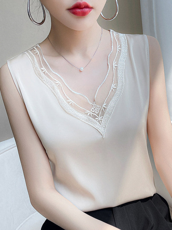V-Neck Sleeveless Relaxed Vest