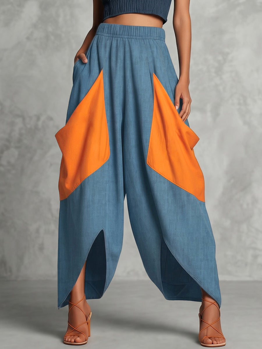 High-Waist Pocket Elastic Relaxed Pants