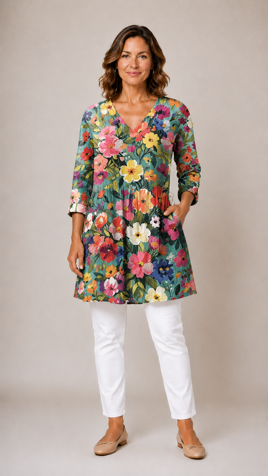 Angel | Long V-Neck Blouse