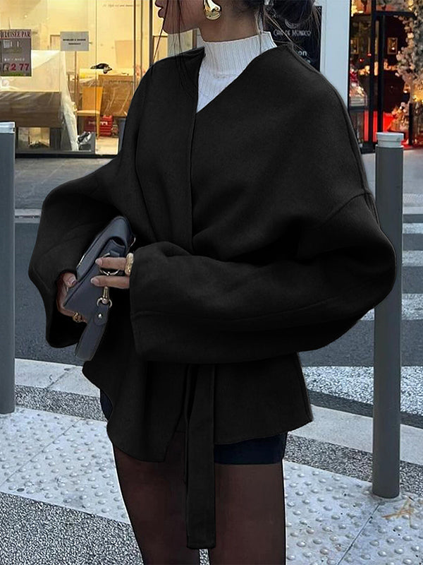 V-Neck Long-Sleeve Relaxed Jacket