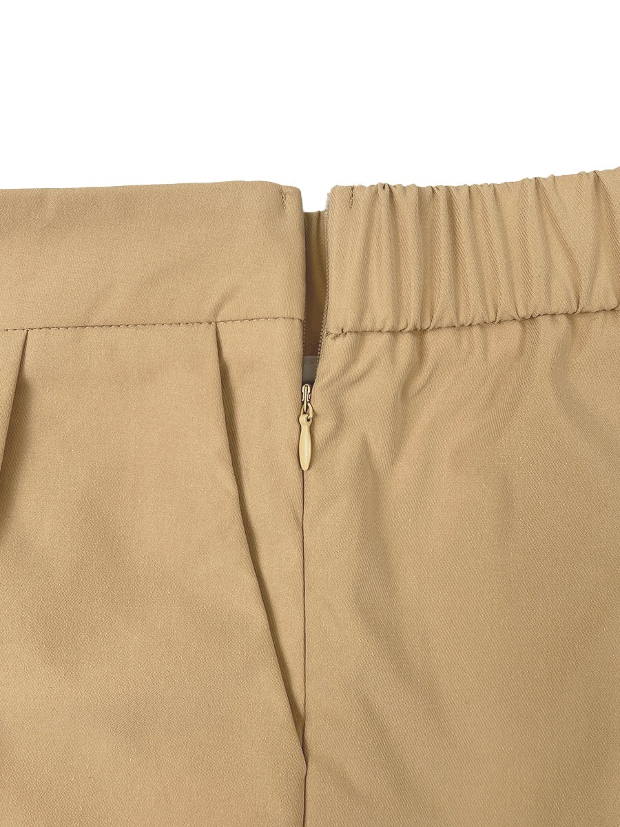 Wide-Leg High-Waist Cropped Pleated Pants