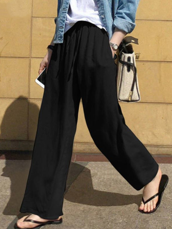 High-Waist Drawstring Pocket Relaxed Pants
