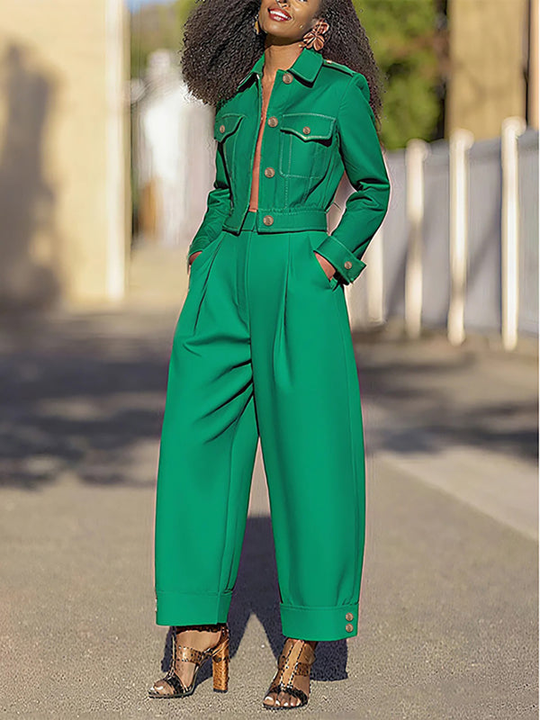 Wide-Leg High-Waist Pleated Pants