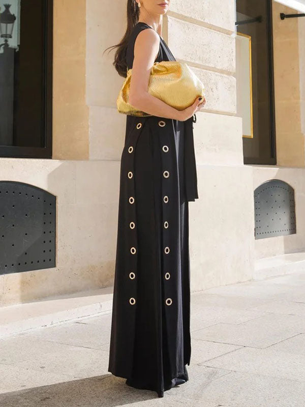 V-Neck Side-Split Sleeveless Cut-Out Vest
