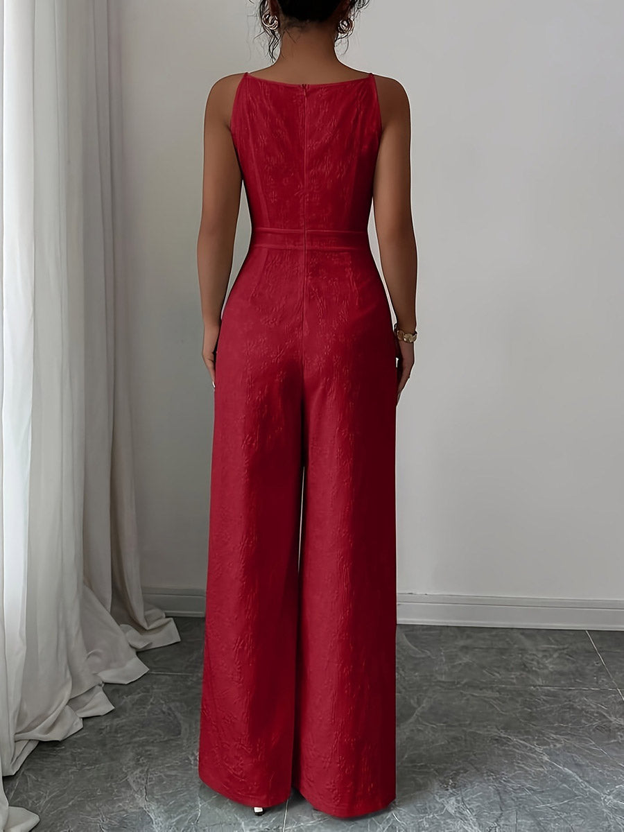 Wide-Leg Zip Sleeveless Jumpsuit