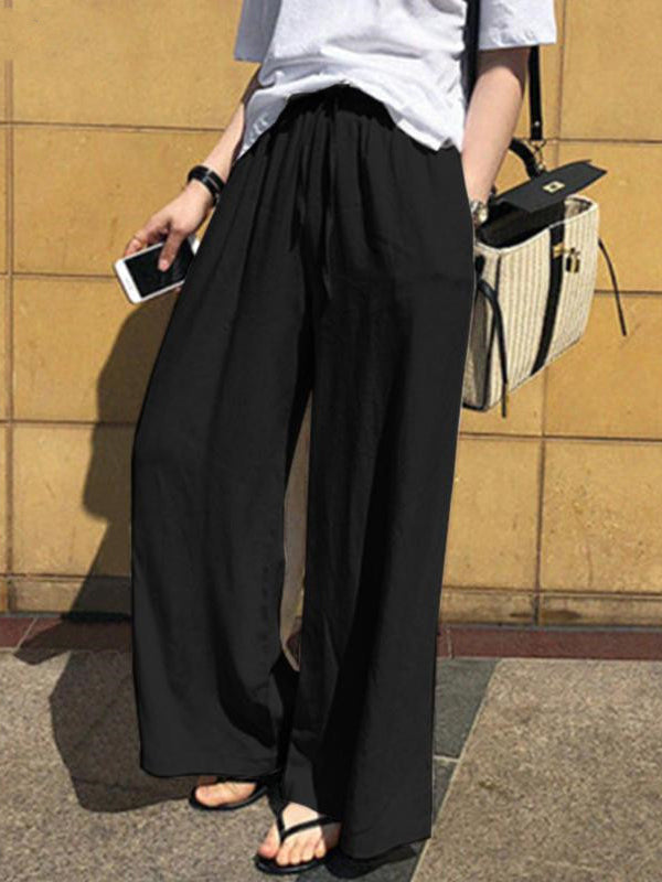 High-Waist Drawstring Pocket Relaxed Pants