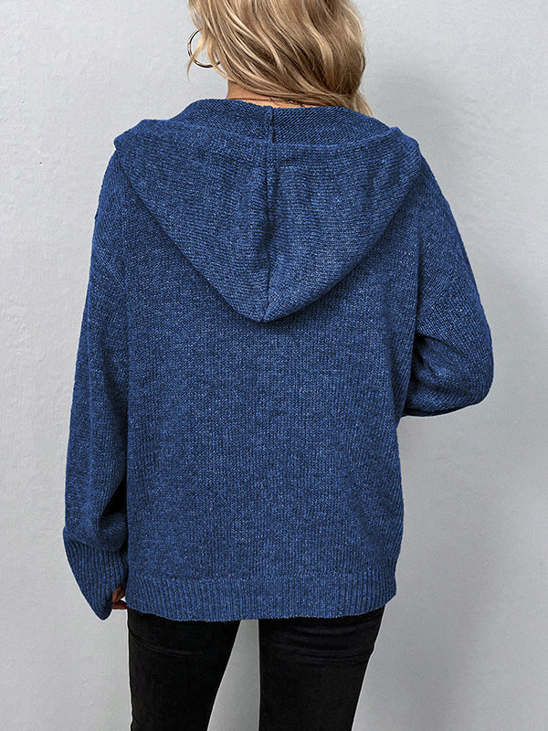 Hooded Button-Detail Cardigan