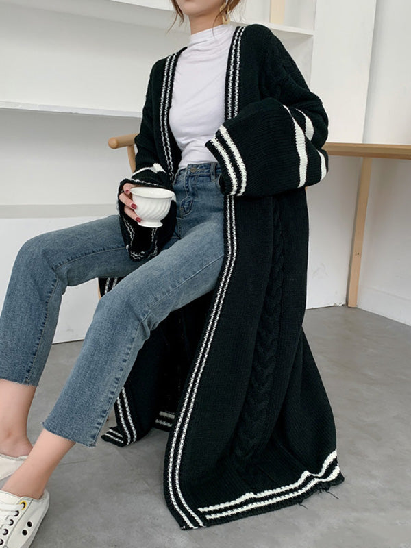 Striped Relaxed Contrast Cardigan
