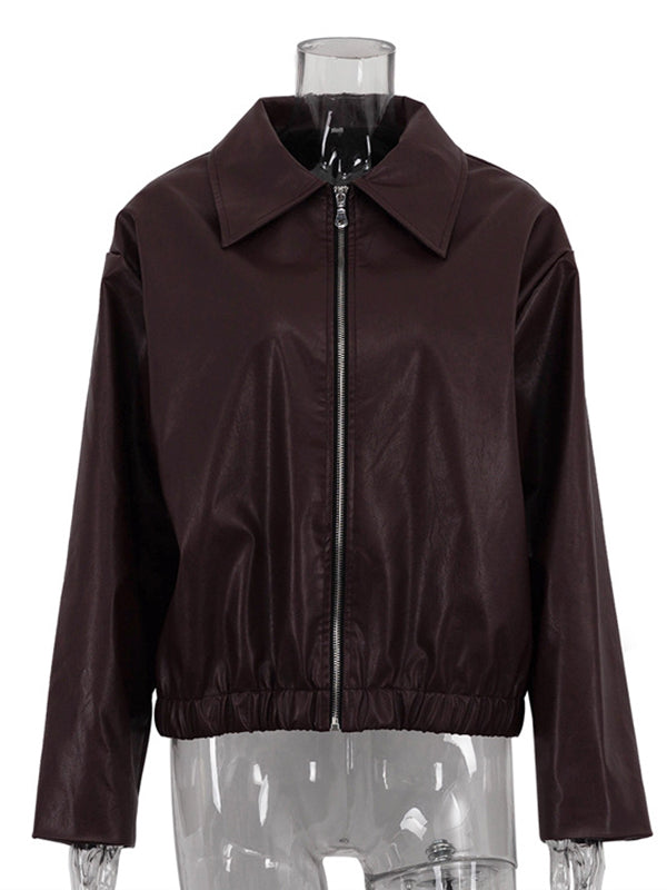 Zip Long-Sleeve Elastic Relaxed Jacket
