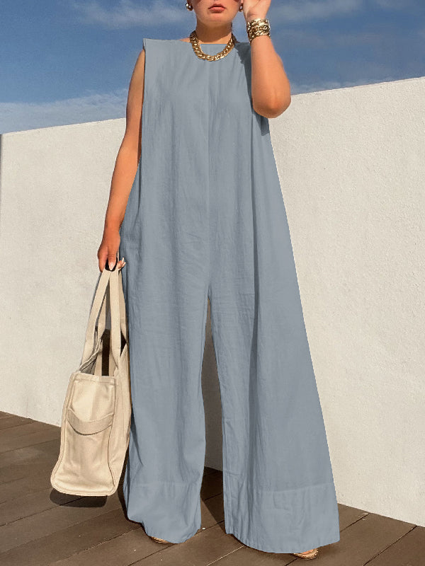Wide-Leg Sleeveless Jumpsuit