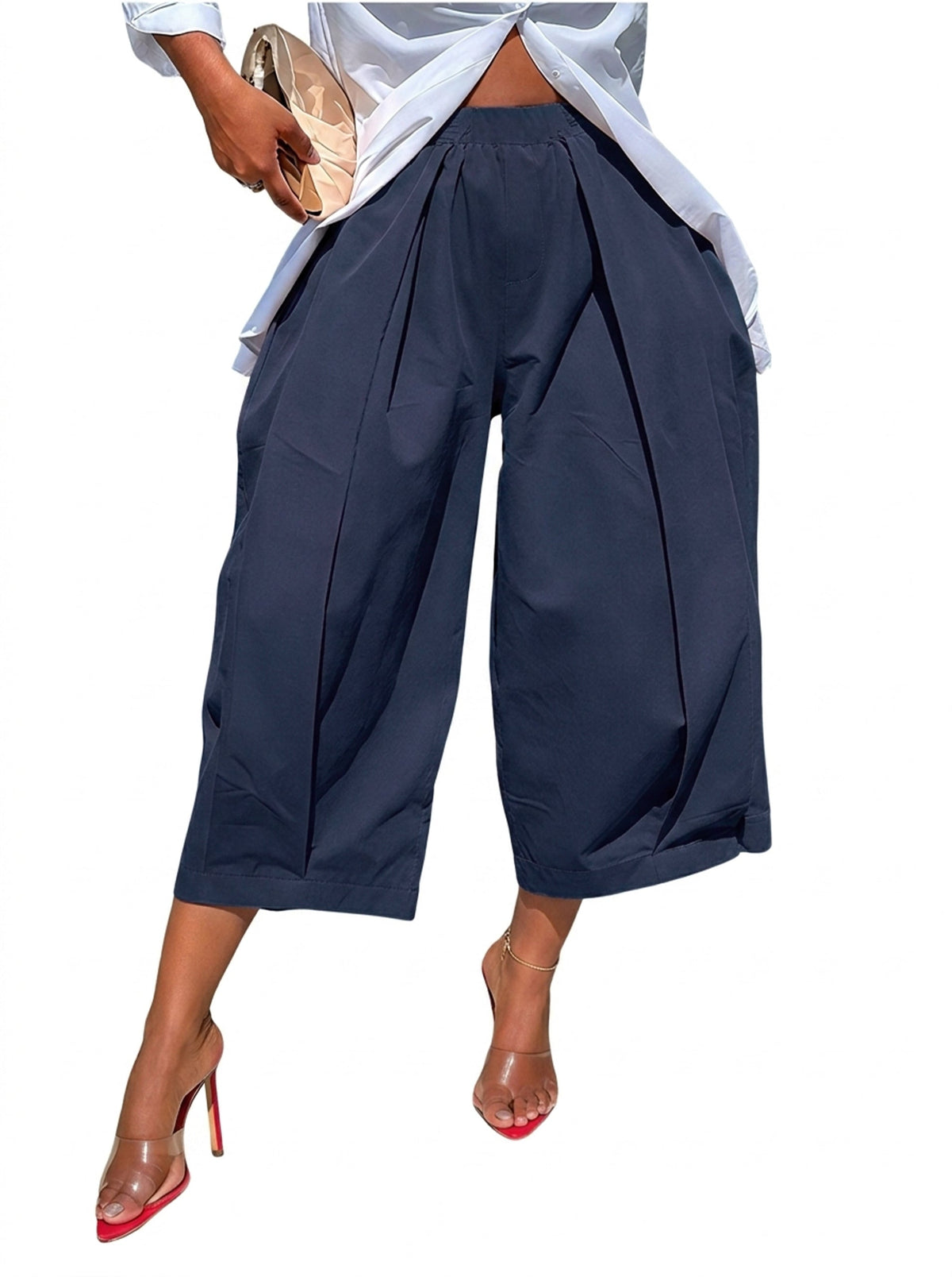 Wide-Leg Pleated Pocket Relaxed Pants