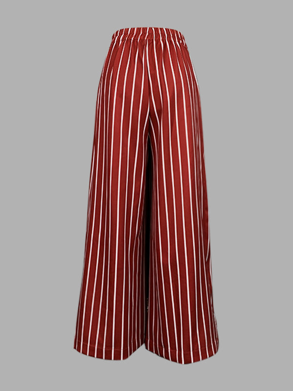 Striped Wide-Leg Relaxed Pants