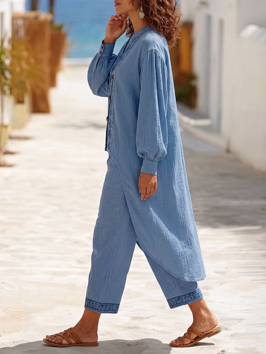 Floral Wide-Leg Pocket Relaxed Pants