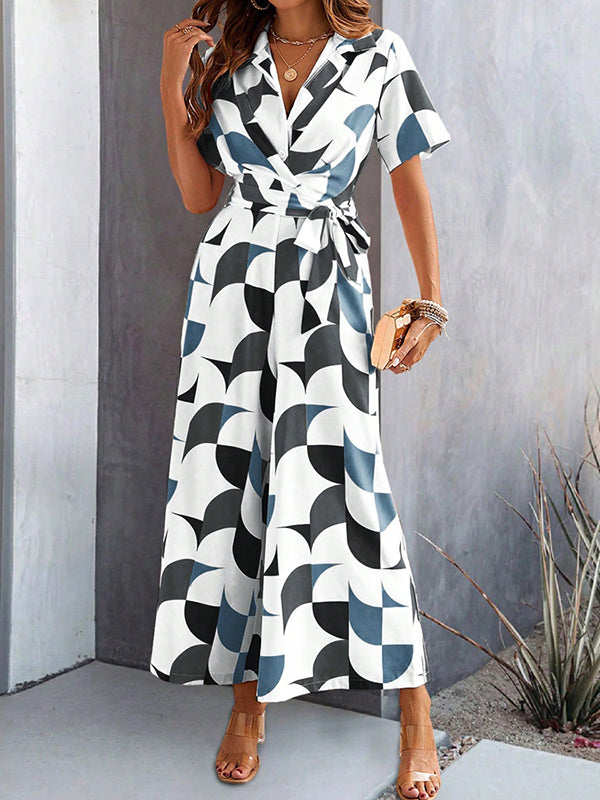 High-Waist V-Neck Button-Detail Relaxed Jumpsuit