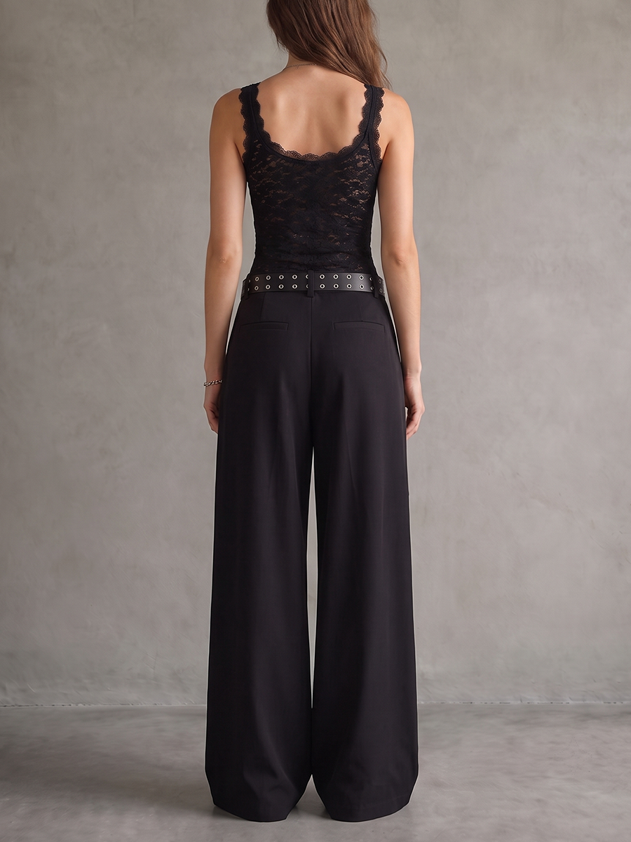 Wide-Leg Button-Detail Belted Pocket Belt
