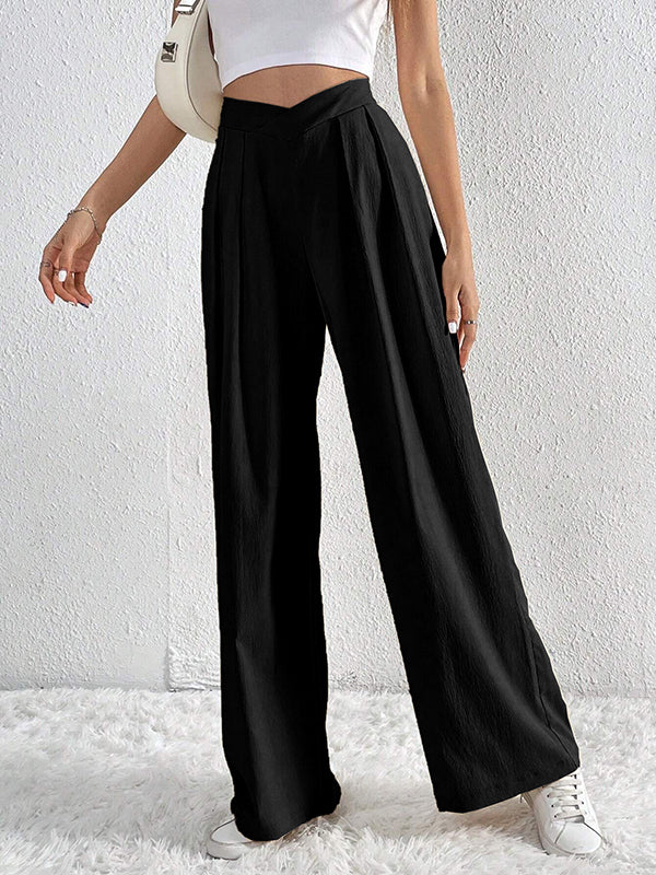 Wide-Leg Pleated Relaxed Pants