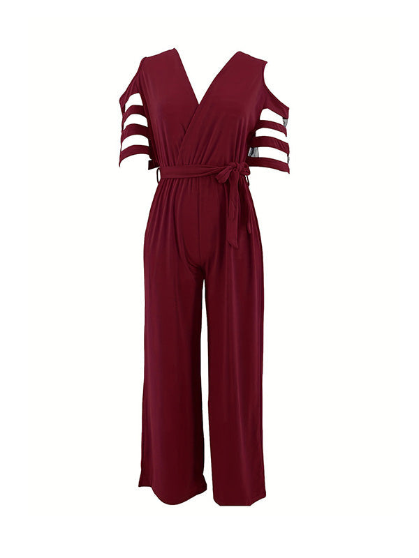 High-Waist V-Neck Cut-Out Relaxed Jumpsuit