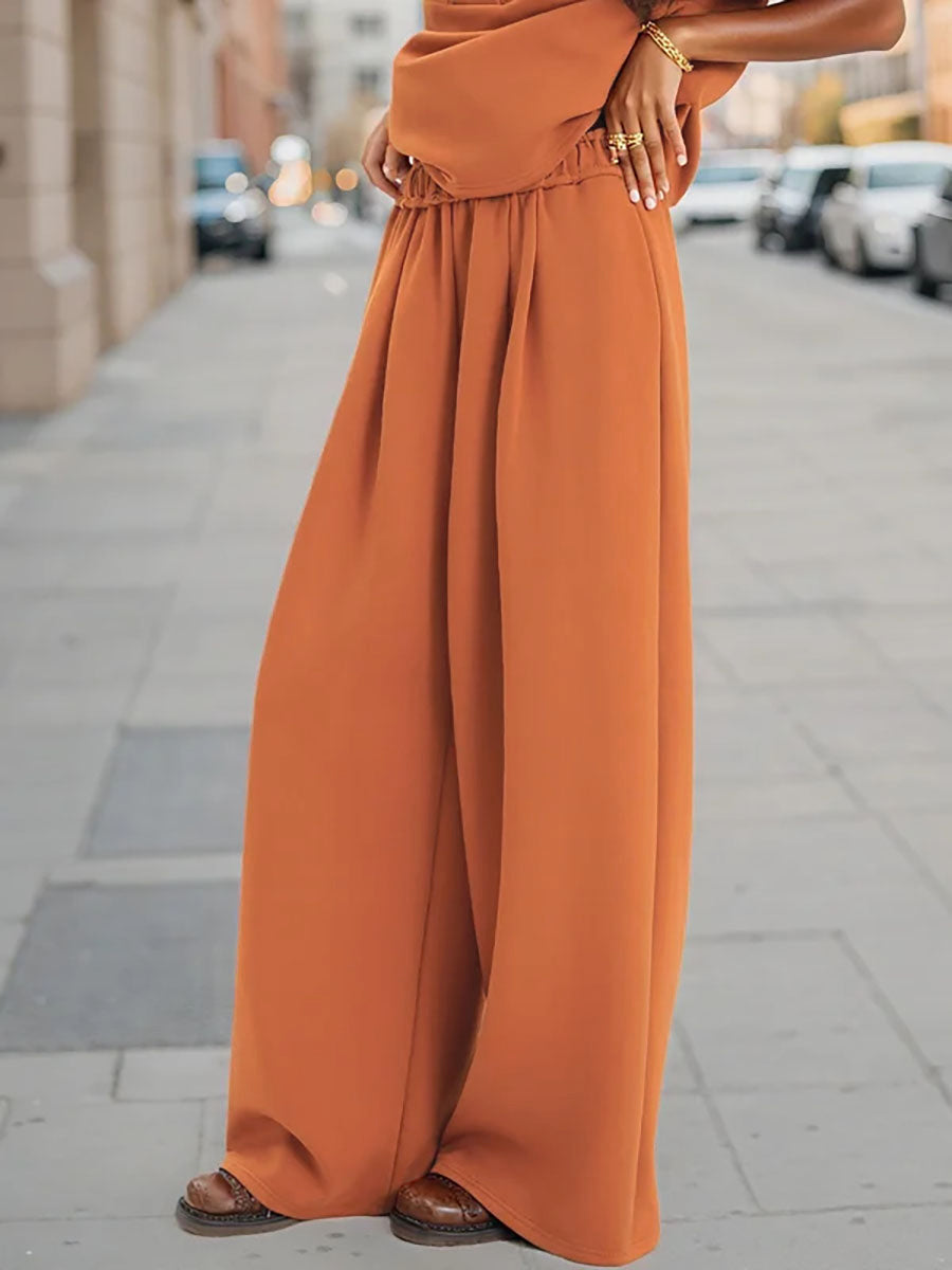Wide-Leg High-Waist Pleated Pocket Pants