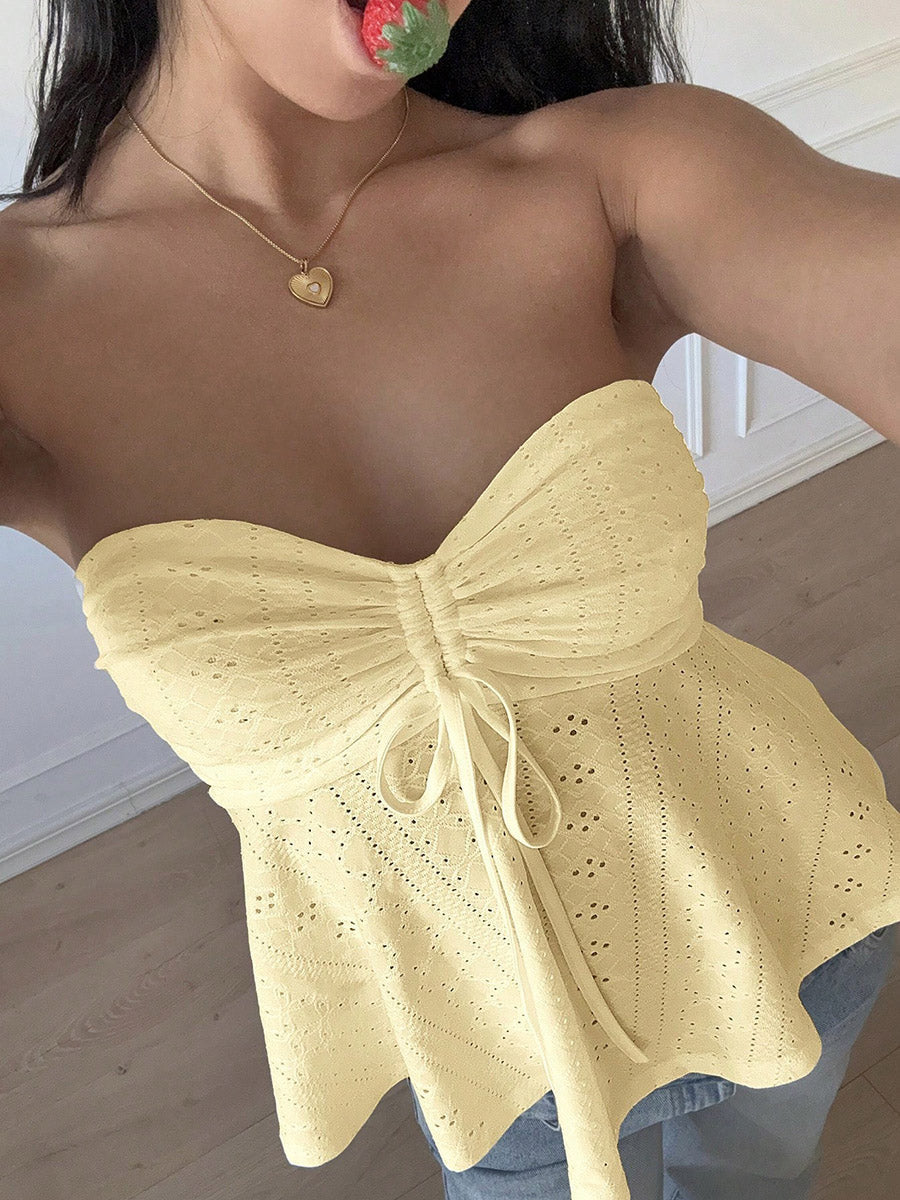 Pleated Open-Back Sleeveless Cut-Out Vest