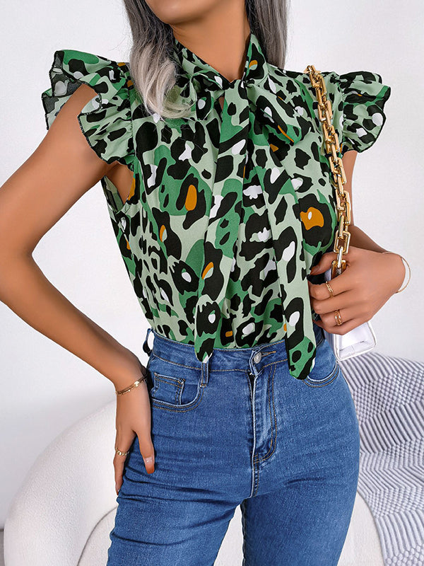 Leopard Print Cap-Sleeve Relaxed Vest