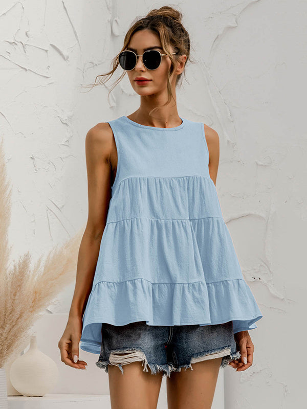 Round-Neck Sleeveless Relaxed Vest