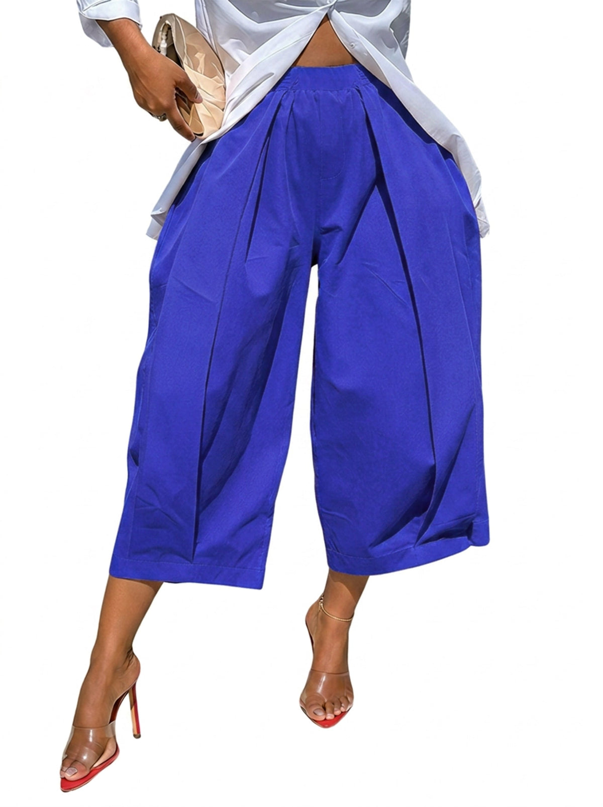 Wide-Leg Pleated Pocket Relaxed Pants