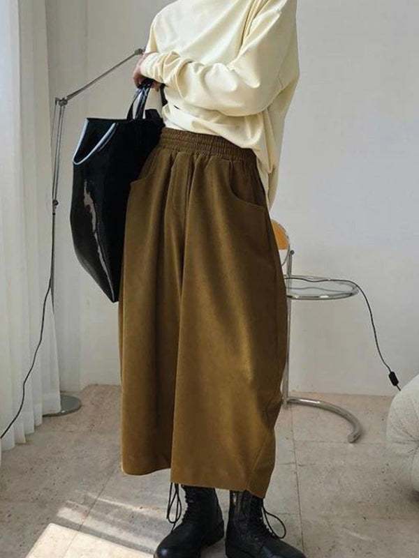 Wide-Leg Harem Elastic Pants