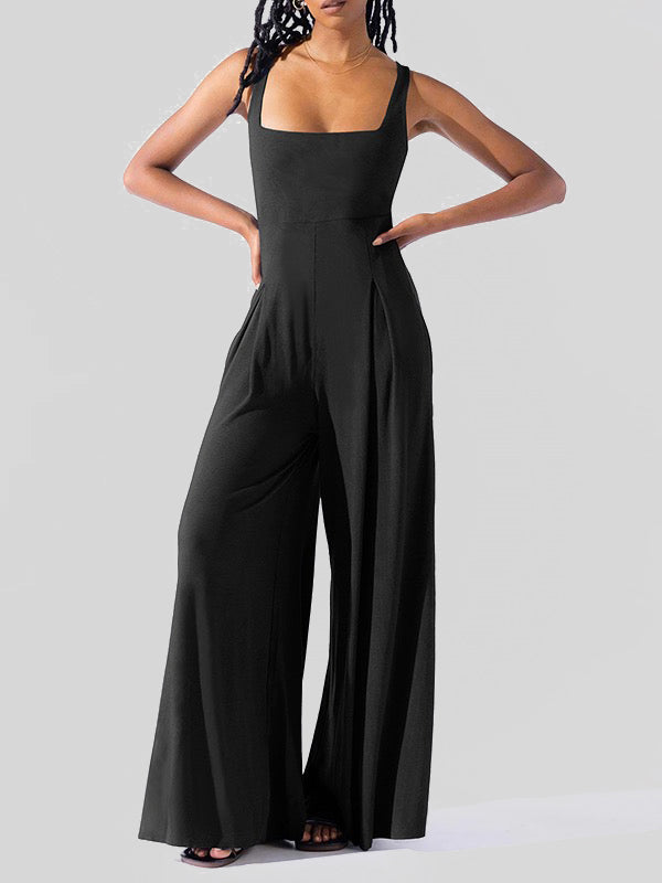 Pleated Sleeveless Relaxed Jumpsuit