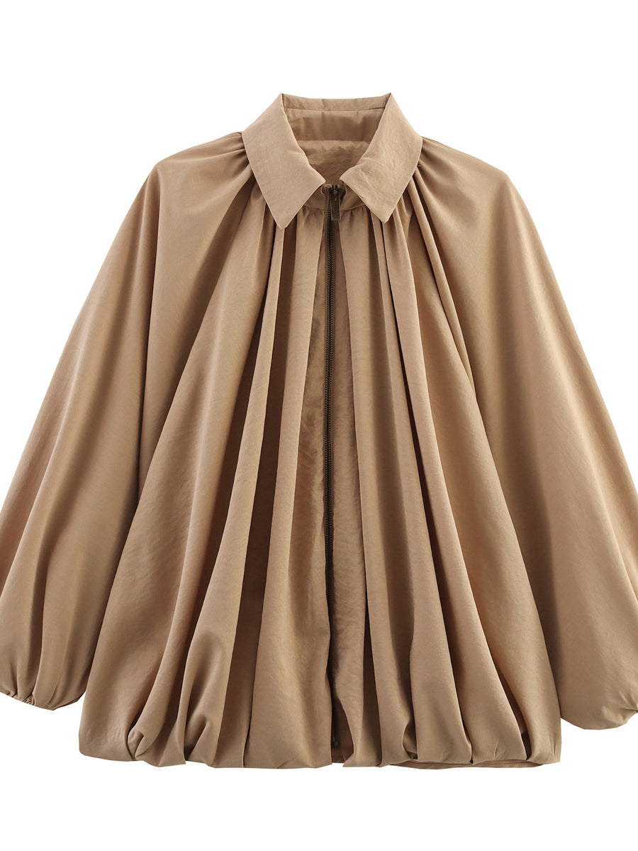 Pleated Zip Relaxed Jacket