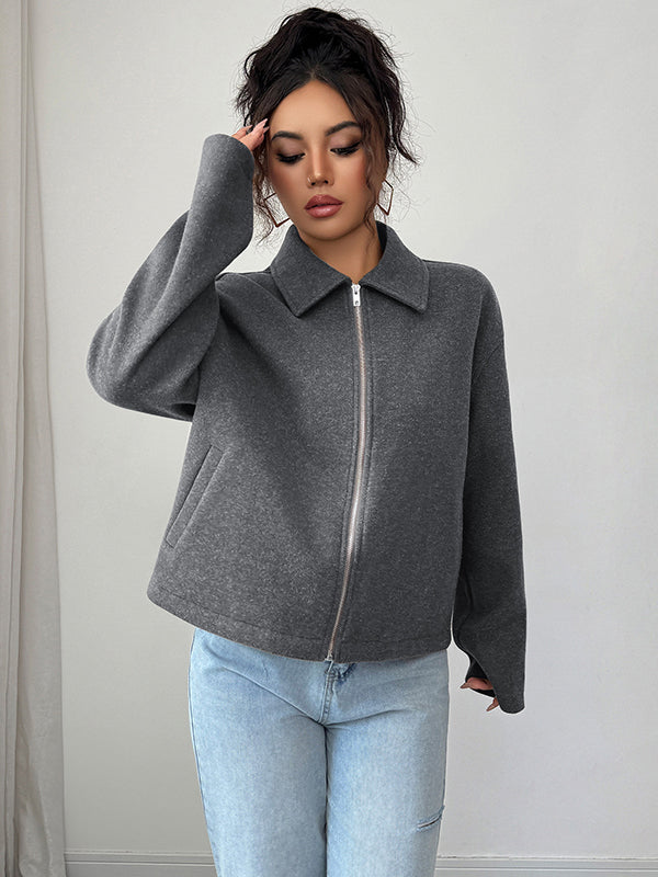 Zip Long-Sleeve Relaxed Jacket