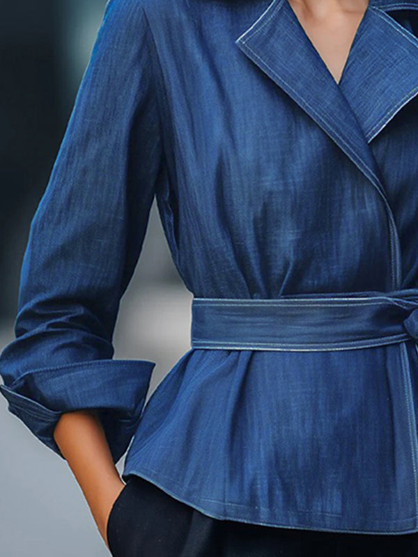 Notch-Collar Long-Sleeve Relaxed Jacket