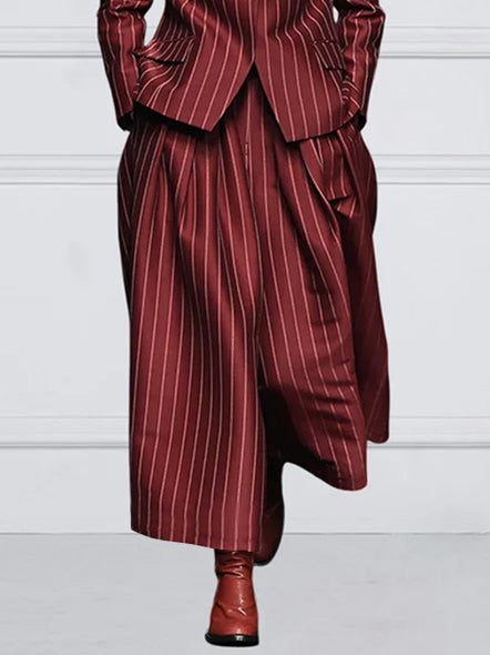 Striped Wide-Leg Relaxed Pants