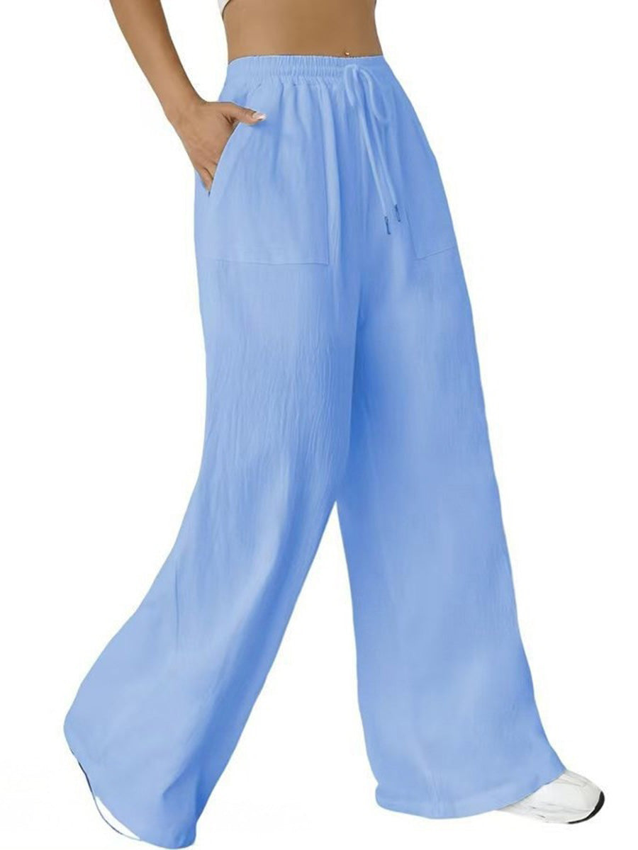 Wide-Leg High-Waist Pleated Pocket Pants