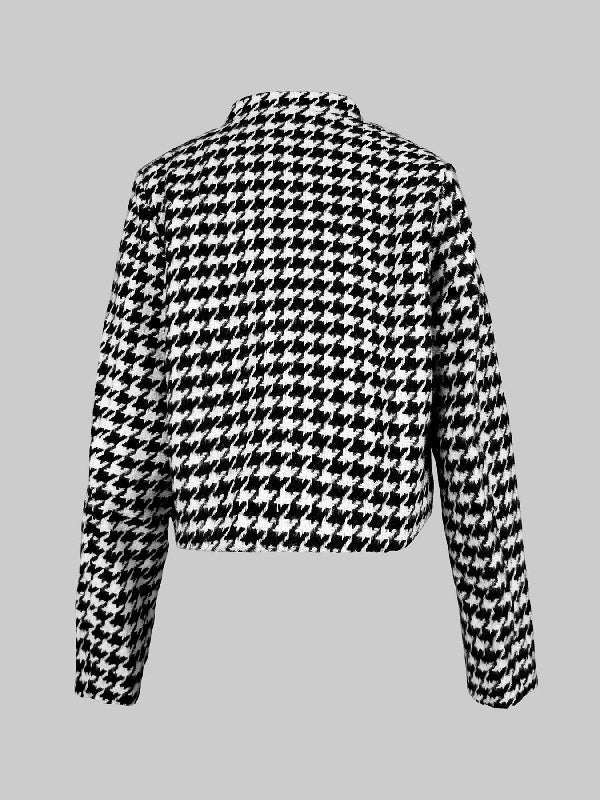 Printed Stand-Collar Long-Sleeve Relaxed Jacket