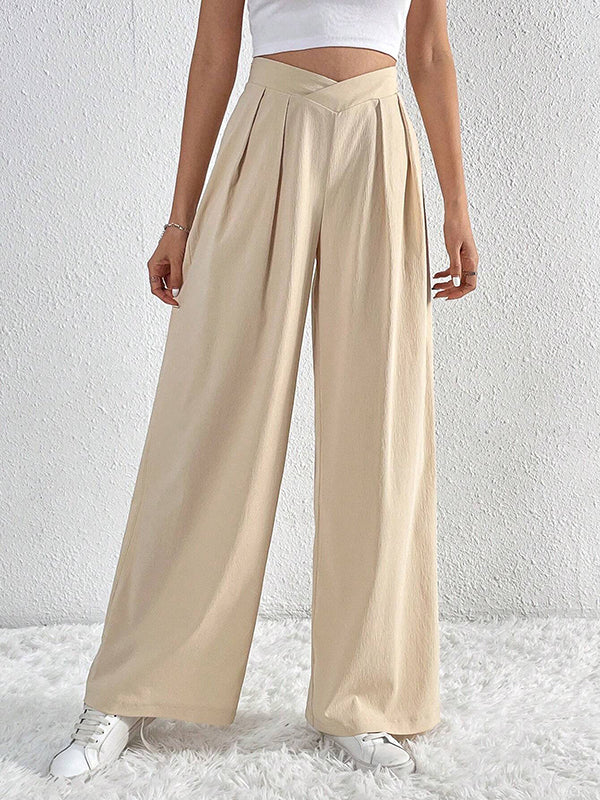 Wide-Leg Pleated Relaxed Pants