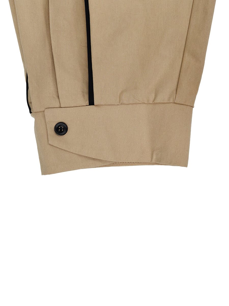 Wide-Leg Cropped Button-Detail Pocket Pants