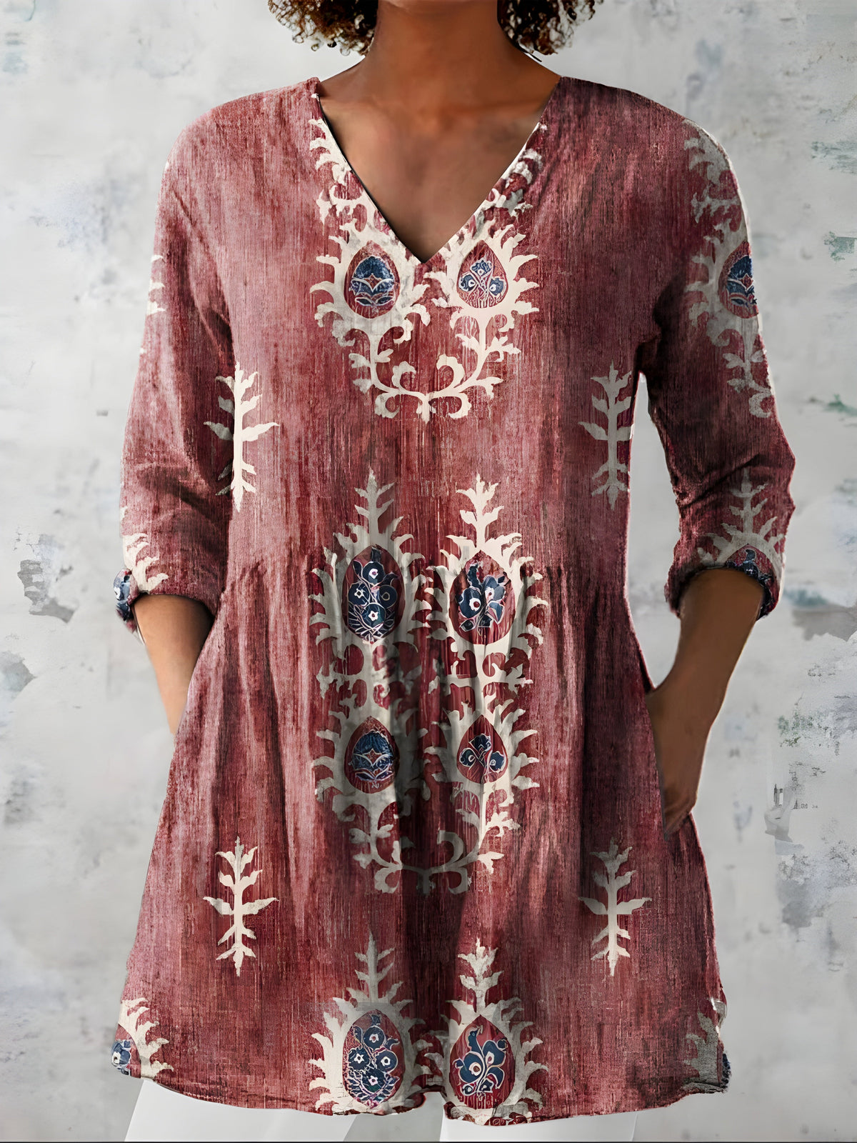 Everly | Long V-Neck Blouse