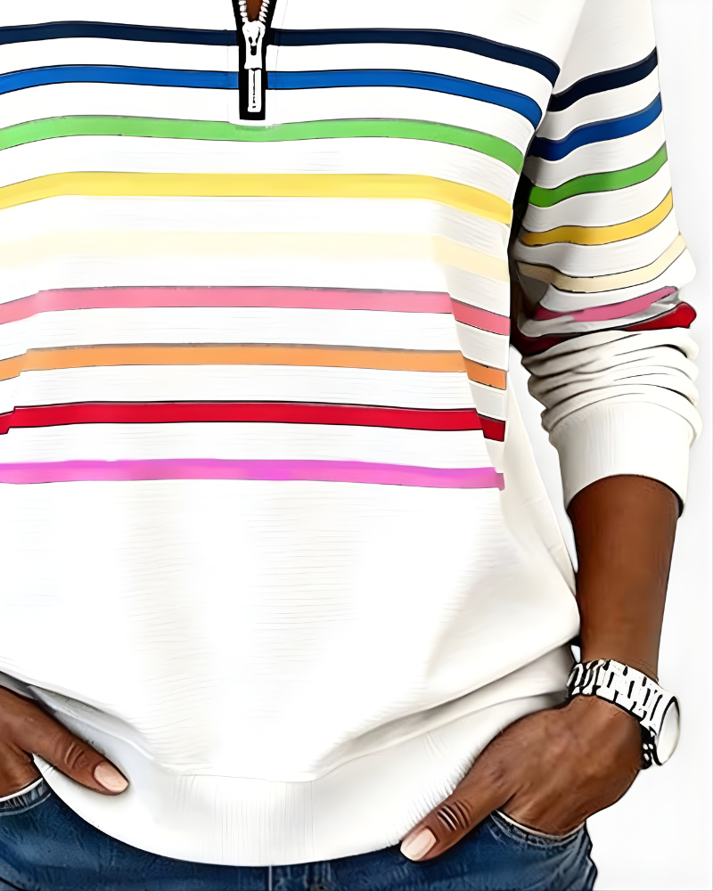 Raina | Striped Zip Hoodie