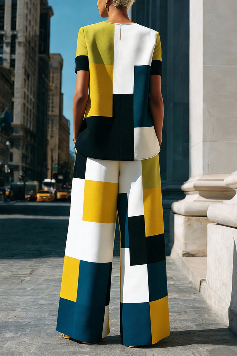 High-Waist Pocket Relaxed Contrast Pants